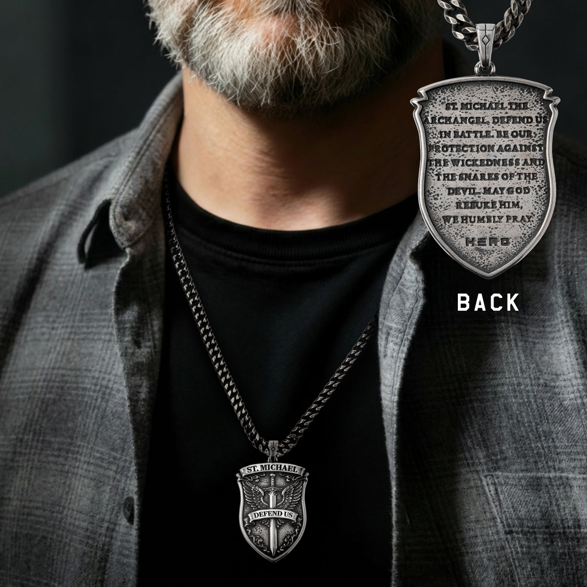 St. Michael’s Shield Defend Us In Battle Necklace - Helps Pair Veterans With A Service Dog Or Shelter Dog