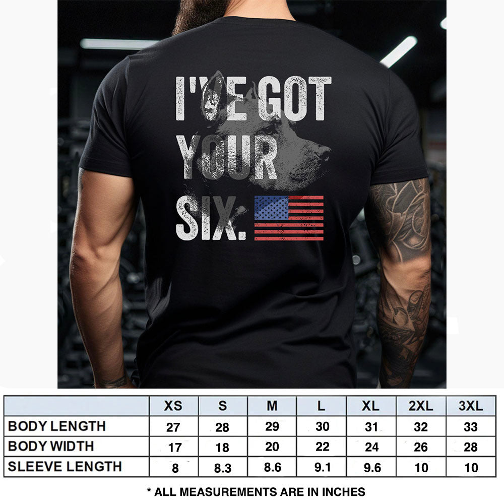 Hero Company Men's I've Got Your Six Black Tee - Helps Pair Veterans With A Service Dog or Shelter Dog