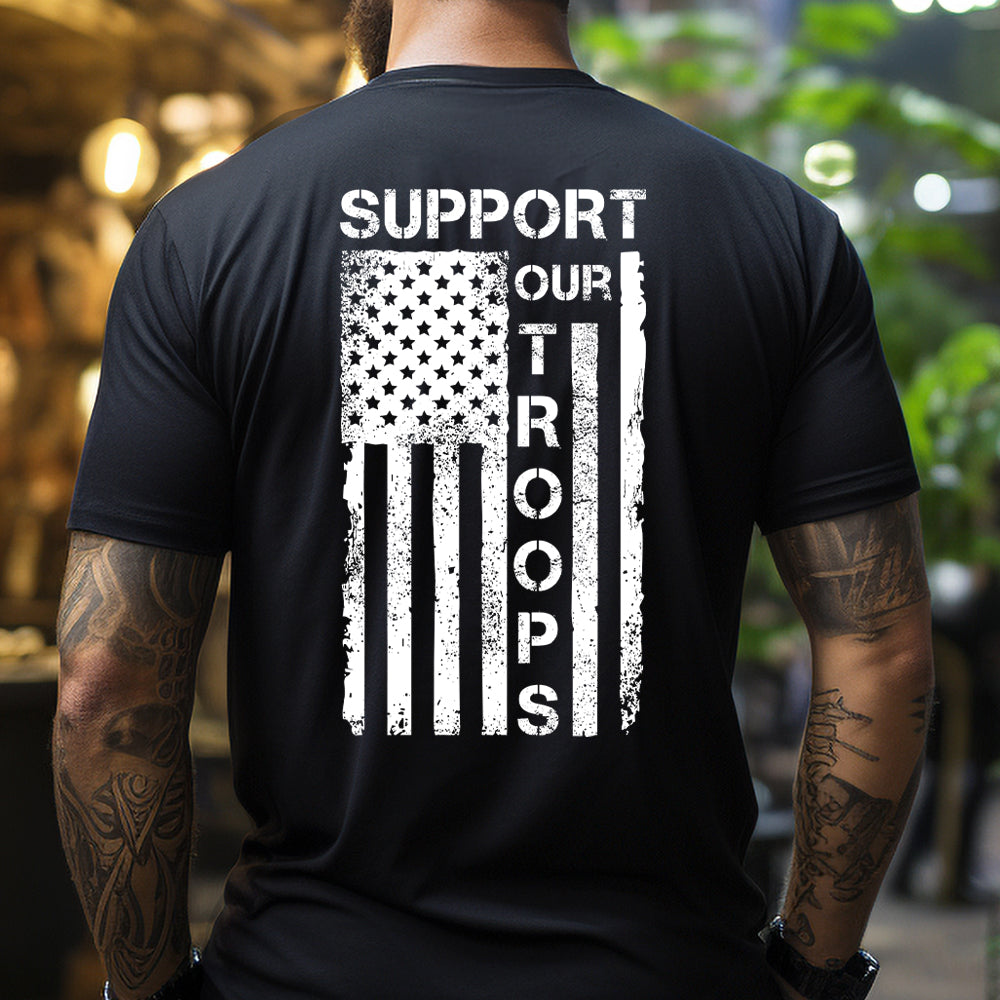 Hero Company Men's Support Our Troops Black Tee - Helps Pair Veterans With A Service Dog or Shelter Dog