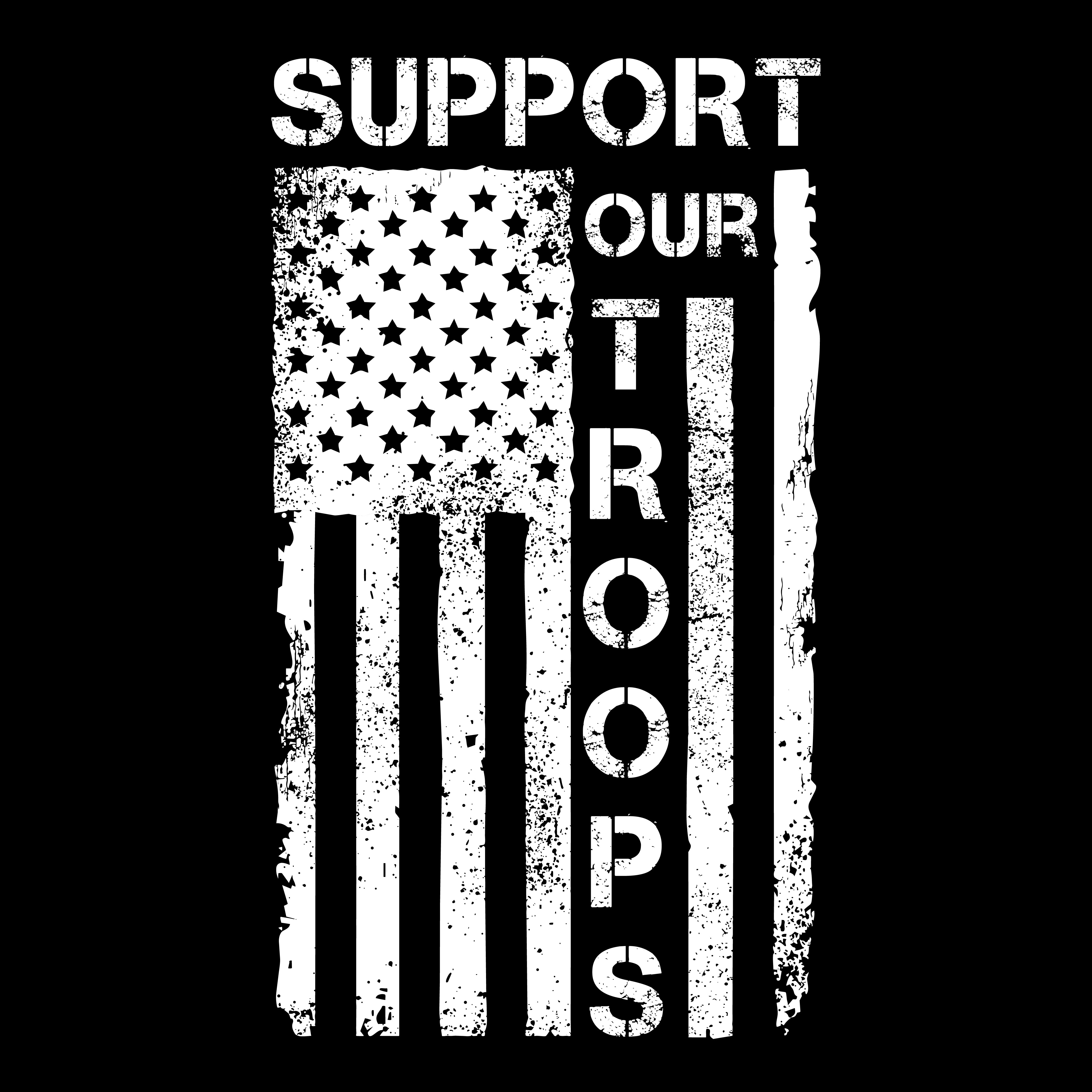 Hero Company Men's Support Our Troops Black Tee - Helps Pair Veterans With A Service Dog or Shelter Dog