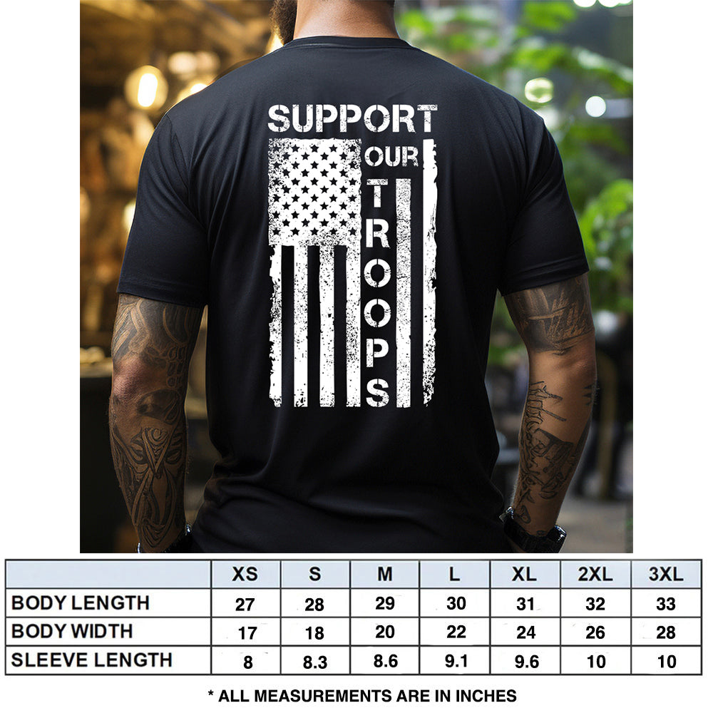 Hero Company Men's Support Our Troops Black Tee - Helps Pair Veterans With A Service Dog or Shelter Dog