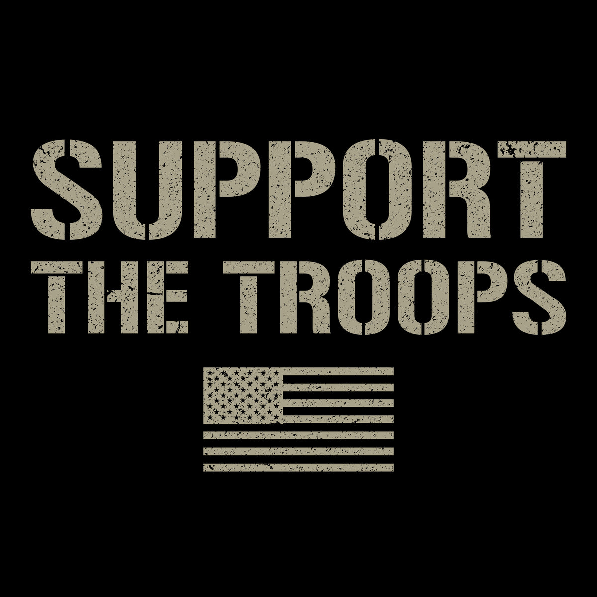Hero Company Men's Support The Troops Flag Black Tee - Helps Pair Veterans With A Service Dog or Shelter Dog