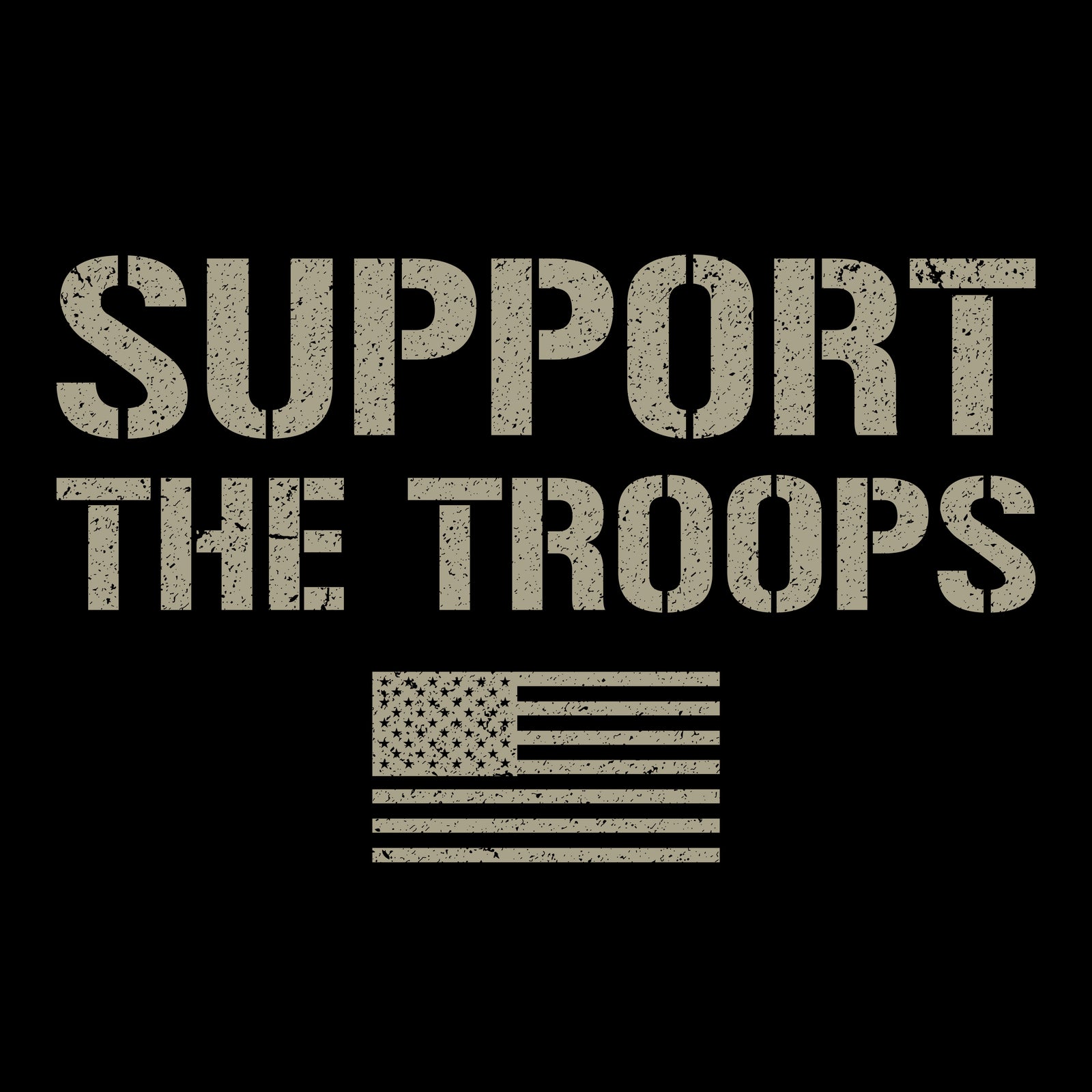 Hero Company Men's Support The Troops Flag Black Tee - Helps Pair Veterans With A Service Dog or Shelter Dog