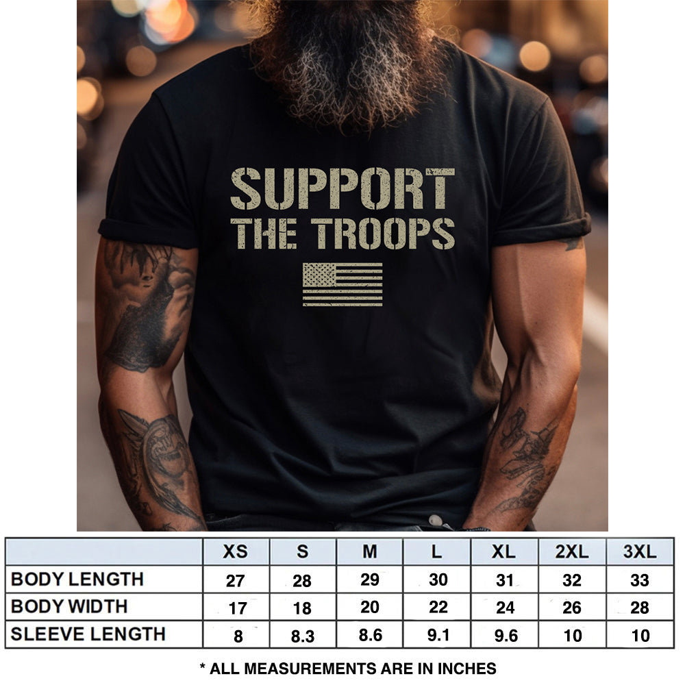 Hero Company Men's Support The Troops Flag Black Tee - Helps Pair Veterans With A Service Dog or Shelter Dog