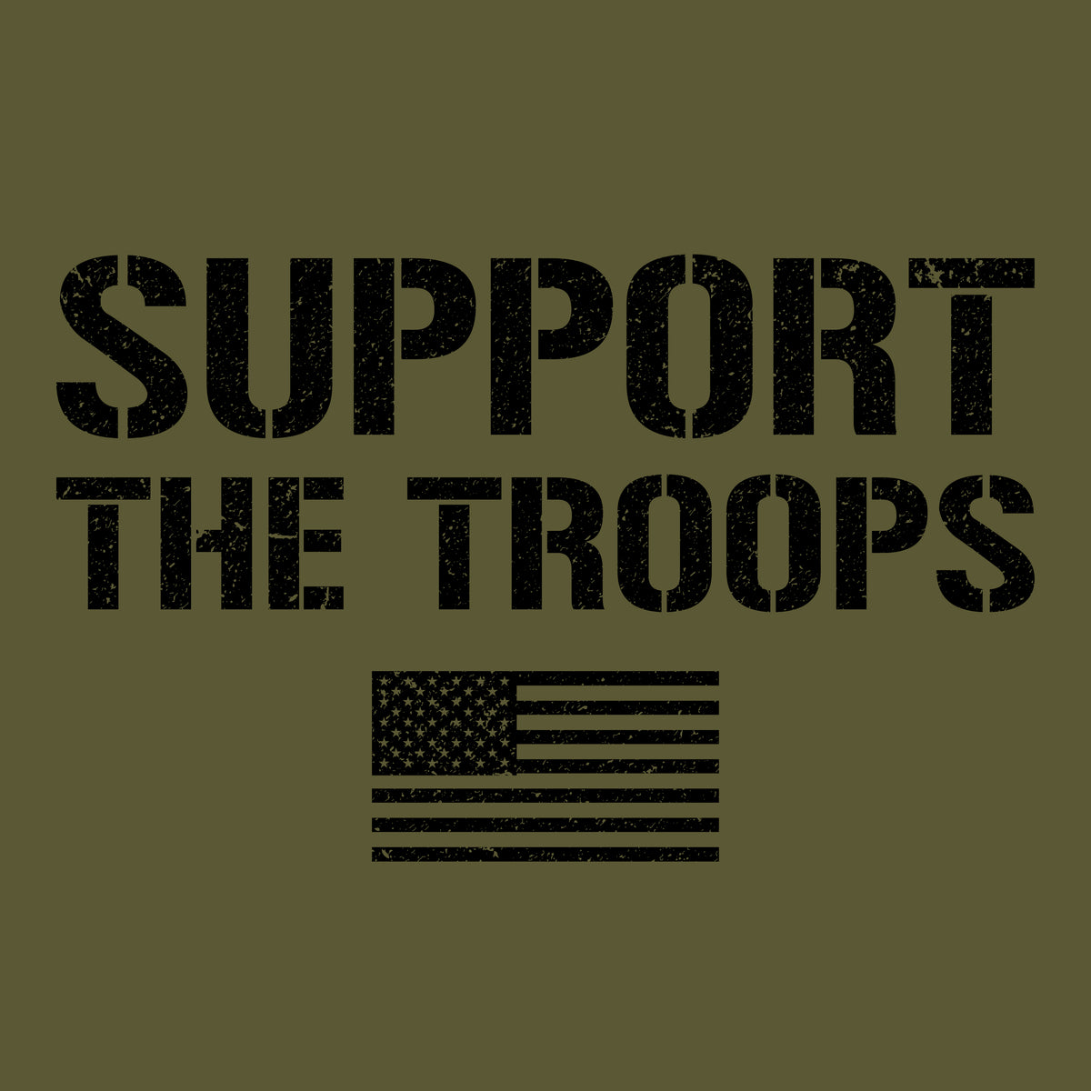 Hero Company Men's Support The Troops Flag Military Green Tee - Helps Pair Veterans With A Service Dog or Shelter Dog