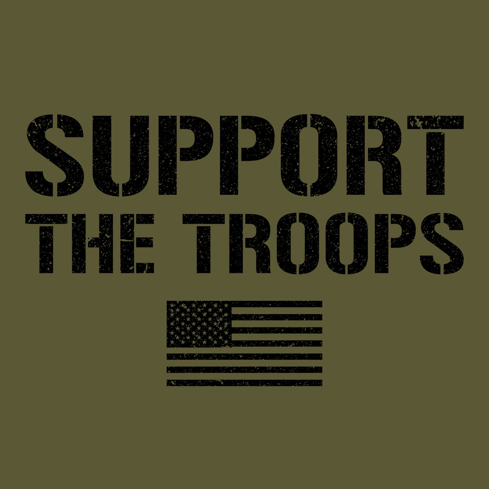 Hero Company Men's Support The Troops Flag Military Green Tee - Helps Pair Veterans With A Service Dog or Shelter Dog