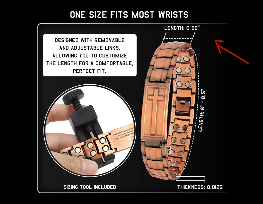 Courage Of The Cross Magnetic Copper Bracelet