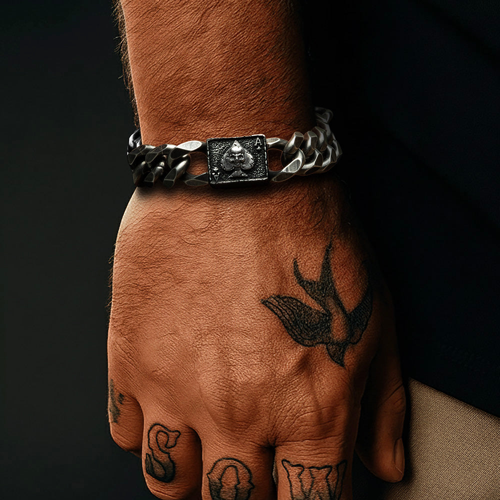Revenant’s Wrath Ace of Spades Cuban Link Bracelet: Helps Pair Veterans With A Service Dog or Shelter Dog