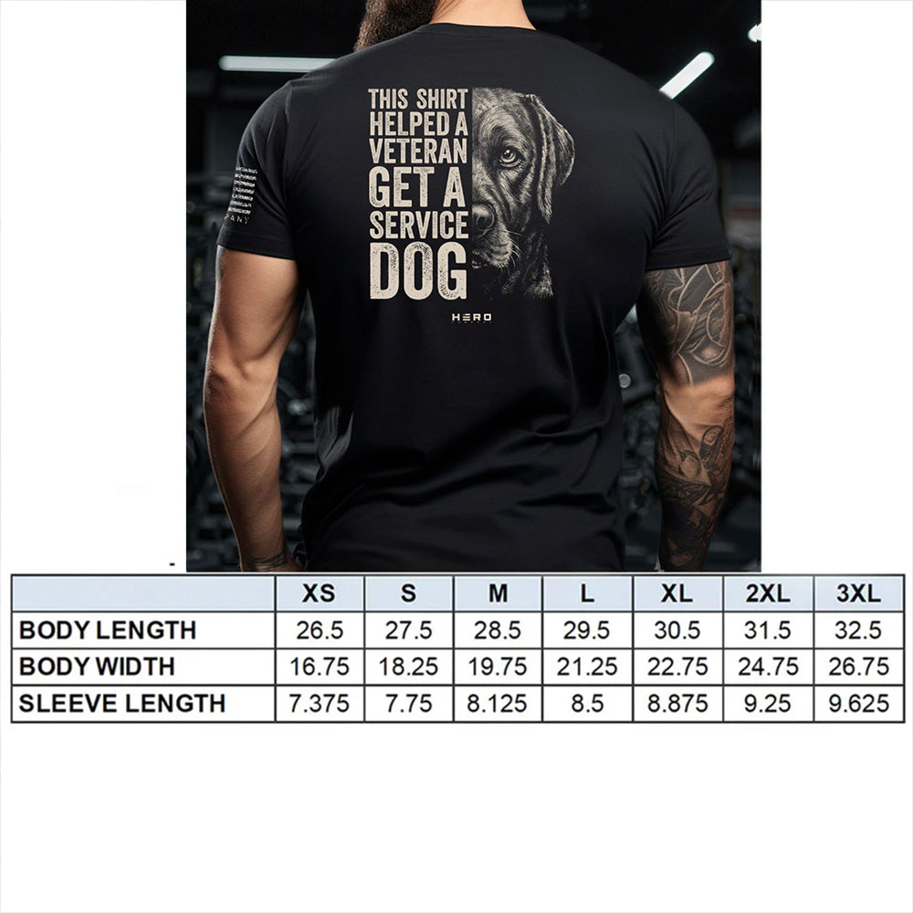Hero Company Men&#39;s This Shirt Helped A Veteran Get A Service Dog Black Tee LARGE &amp; X-LARGE ONLY- Helps Pair Veterans With A Service Dog or Shelter Dog