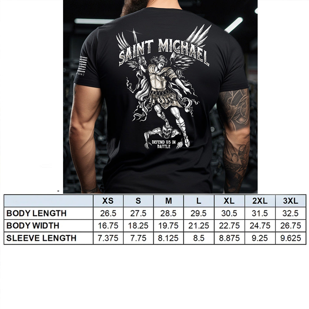 Hero Company Men&#39;s Saint Michael Defend Us In Battle Tee - Helps Pair Veterans With A Service Dog or Shelter Dog