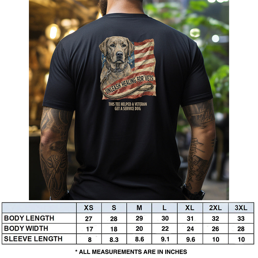 Hero Company Men's Unleash Healing For Vets - Lab Black Tee - Helps Pair Veterans With A Service Dog or Shelter Dog