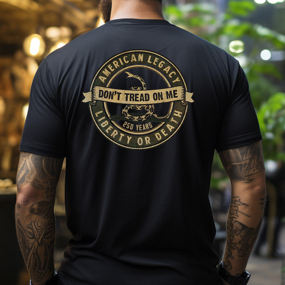 Hero Company Men's American Legacy 250 Years Black Tee - Helps Pair Veterans With A Service Dog or Shelter Dog