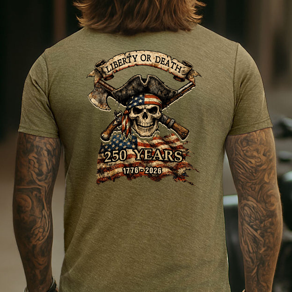 Hero Company Men's Liberty Or Death Military Green Tee - Helps Pair Veterans With A Service Dog or Shelter Dog