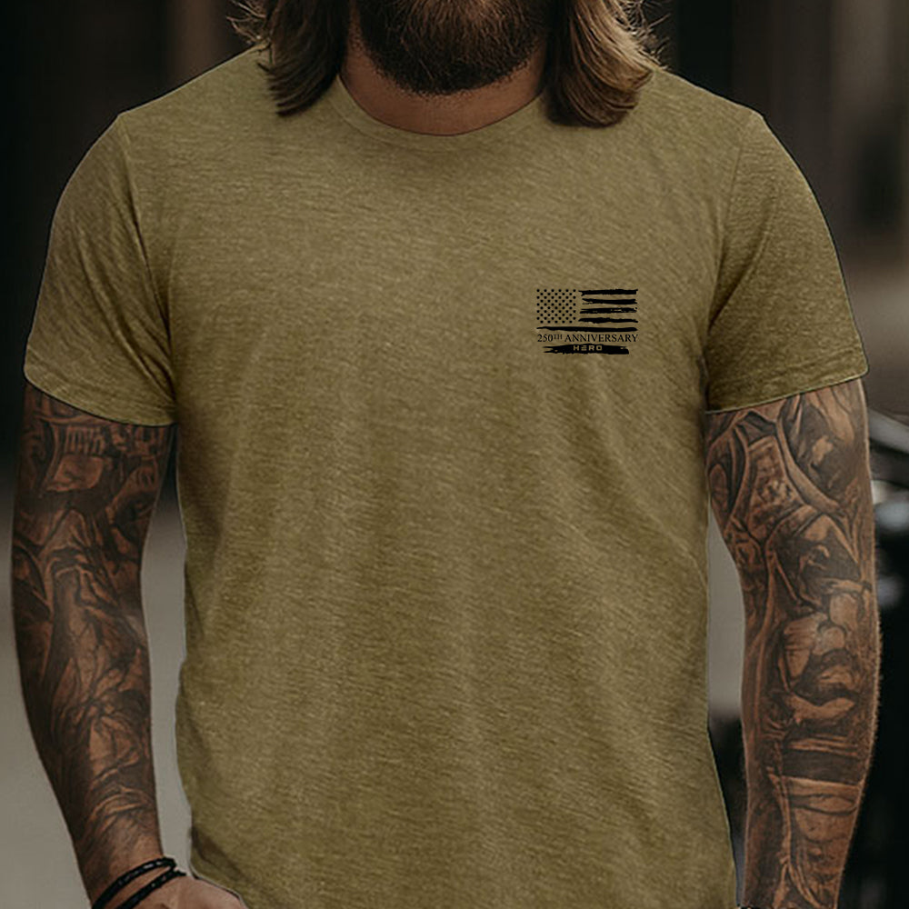 Hero Company Men's Liberty Or Death Military Green Tee - Helps Pair Veterans With A Service Dog or Shelter Dog