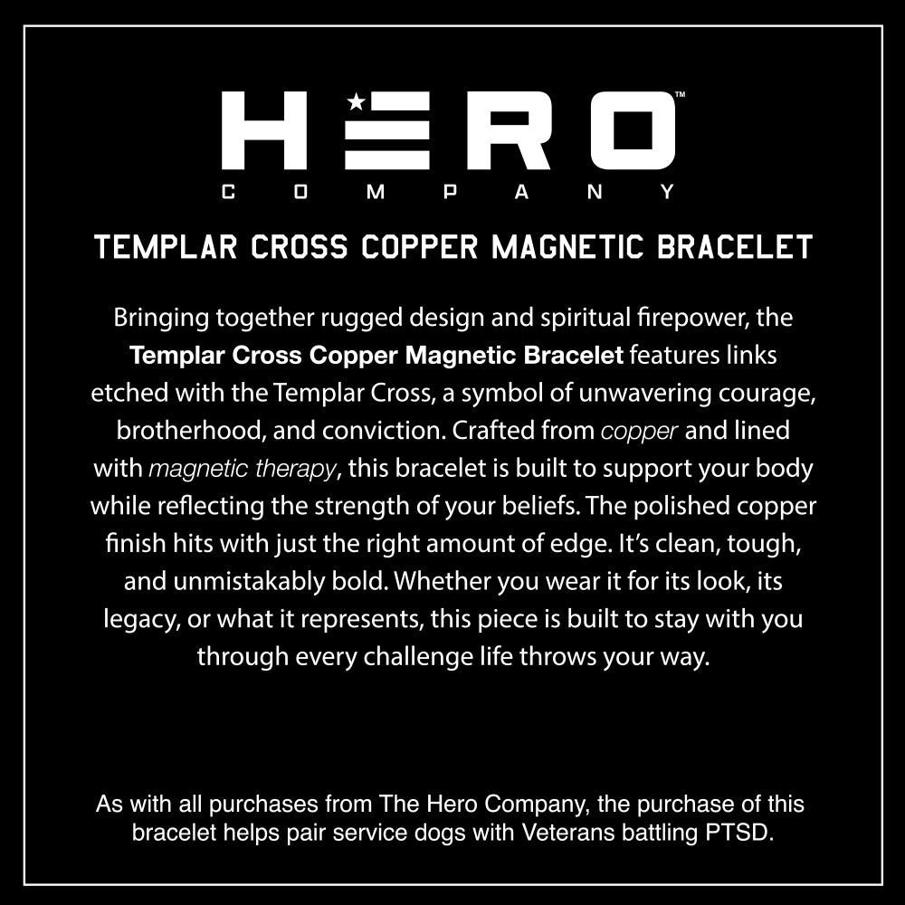 Templar Cross Copper Magnetic Bracelet: Helps Pair Veterans With A Service Dog Or Shelter Dog