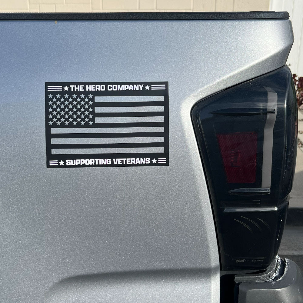 FREE Supporting Veterans American Flag Cut Out Car/Truck Magnet with Purchase of Never Surrender - Defenders of Freedom Bracelet