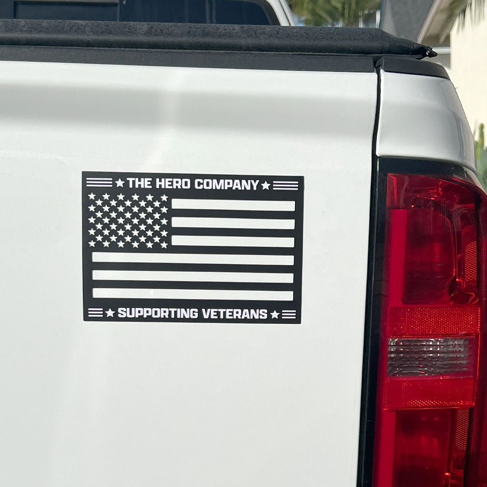 FREE Supporting Veterans American Flag Cut Out Car/Truck Magnet with Purchase of Never Surrender - Defenders of Freedom Bracelet