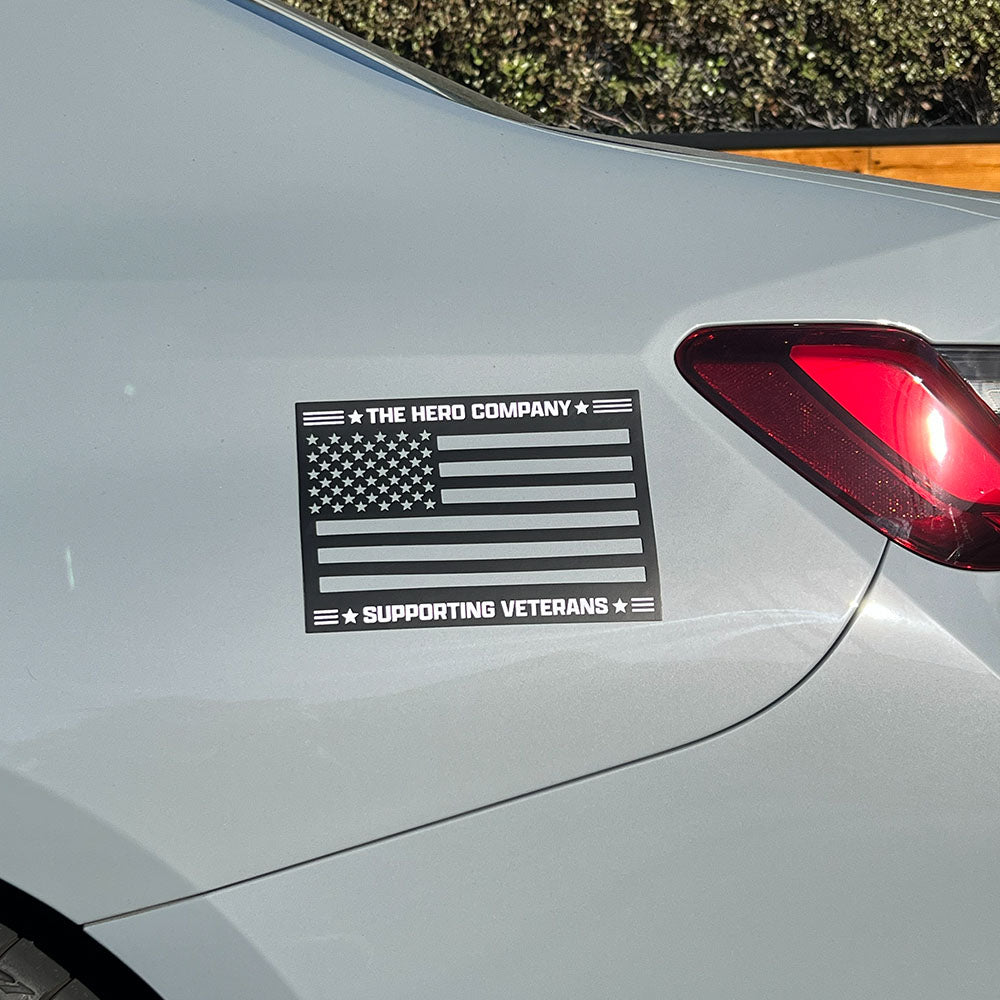 FREE Supporting Veterans American Flag Cut Out Car/Truck Magnet with Purchase of Never Surrender - Defenders of Freedom Bracelet