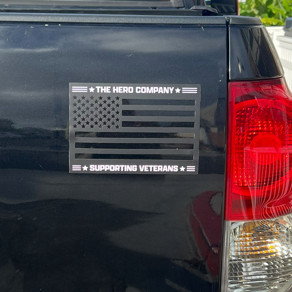 FREE Supporting Veterans American Flag Cut Out Car/Truck Magnet with Purchase of Never Surrender - Defenders of Freedom Bracelet