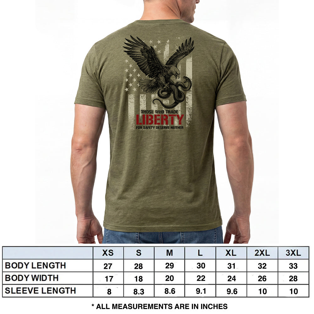 Those Who Trade Liberty For Safety Deserve Neither Military Green Tee