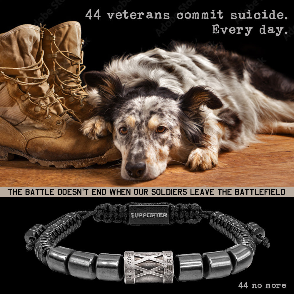 44 No More Magnetic Hematite Titanium Bracelet: Helps Pair Veterans With A Service Dog Or Shelter Dog