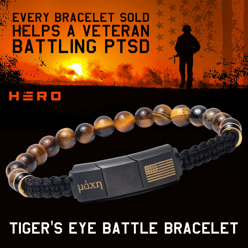 Special Military Appreciation Month Offer-  Tiger's Eye Battle Beaded Bracelet: Helps Pair Veterans With A Service Dog Or Shelter Dog