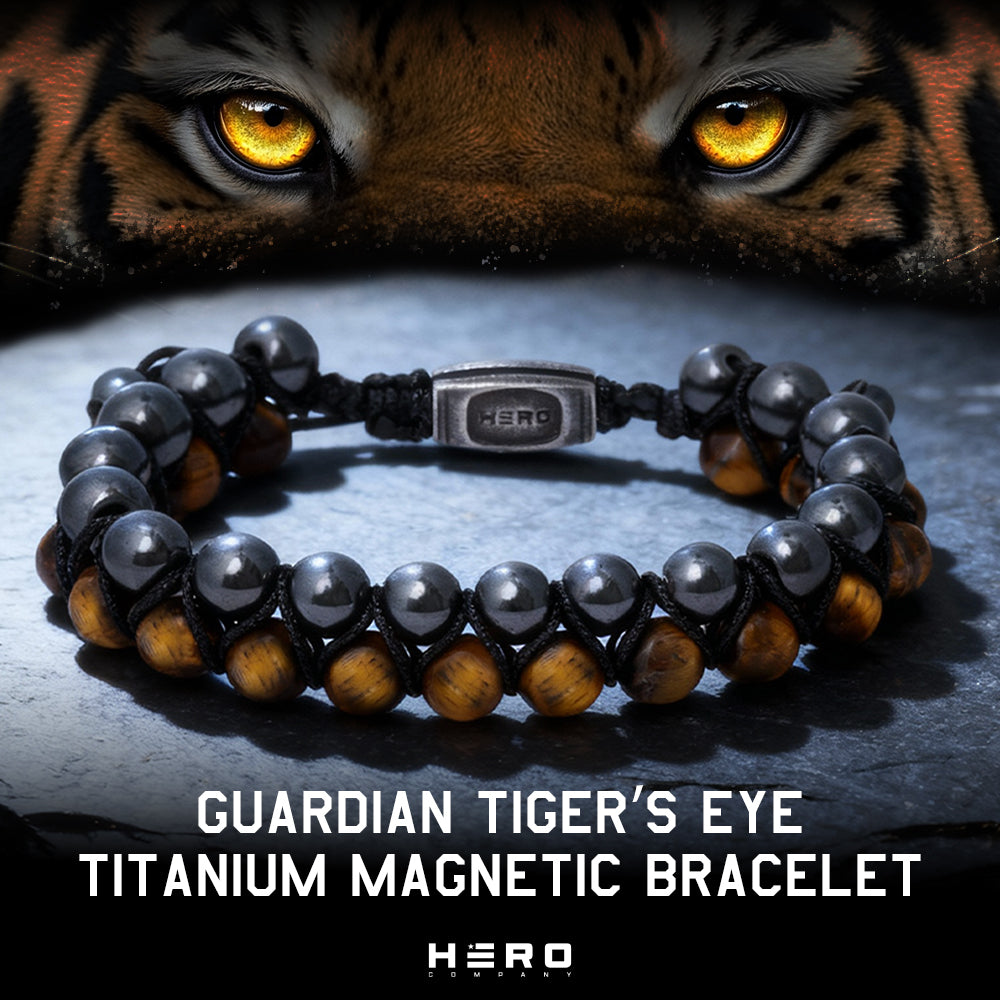 Guardian Tiger's Eye Titanium Magnetic Bracelet: Helps Pair Veterans With A Service Dog Or Shelter Dog