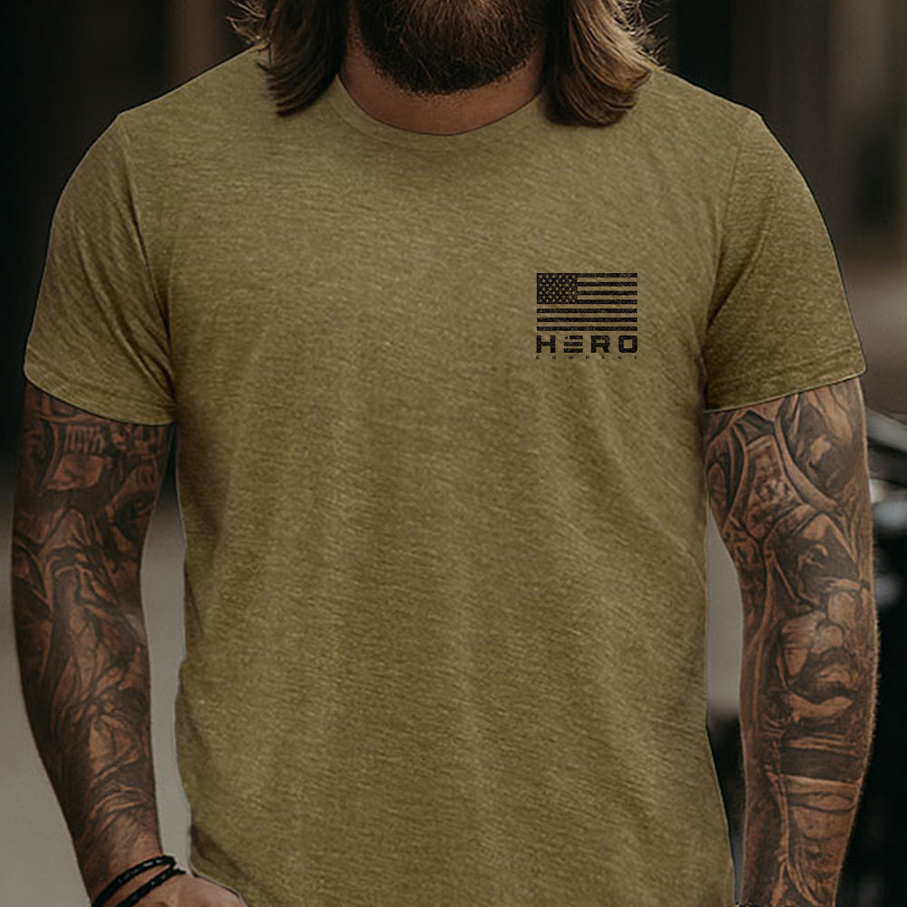 Hero Company Men's Some Therapists Have Paws Military Green Tee - Helps Pair Veterans With A Service Dog or Shelter Dog