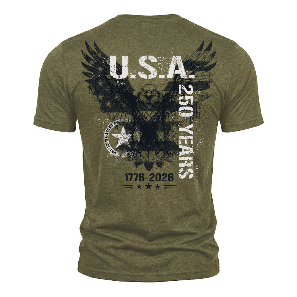 Hero Company Men's USA Eagle 250 Years Military Green Tee