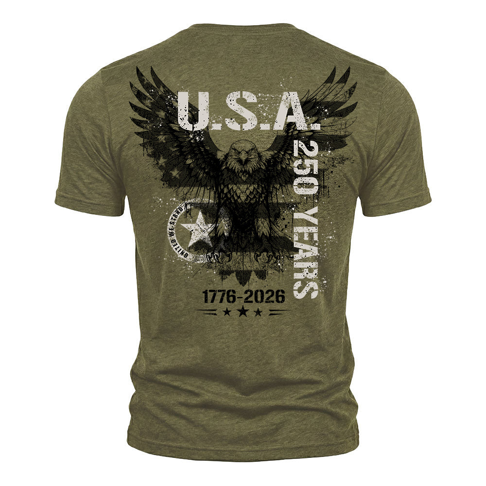USA 250th Anniversary- USA 250 Years United We Stand Tee Army Green