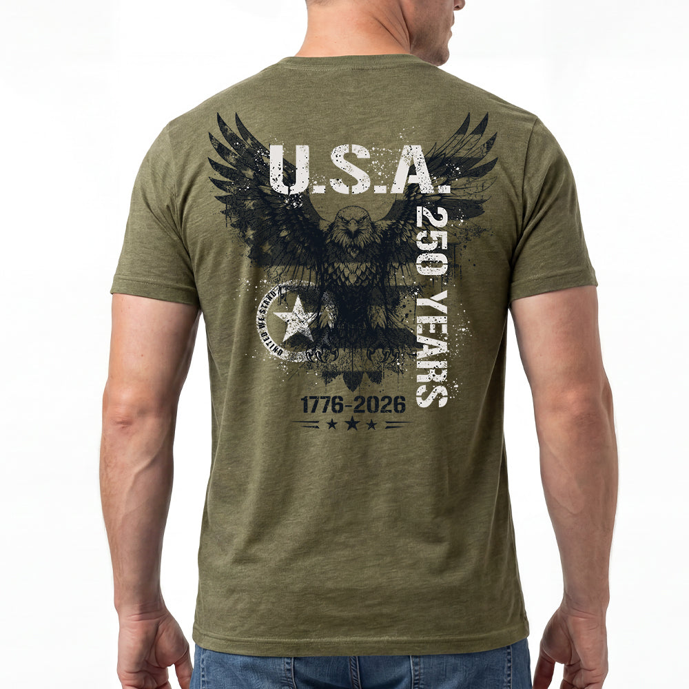 Hero Company Men's USA Eagle 250 Years Military Green Tee