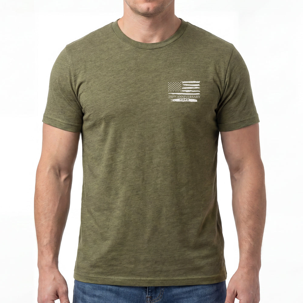 Hero Company Men's USA Eagle 250 Years Military Green Tee