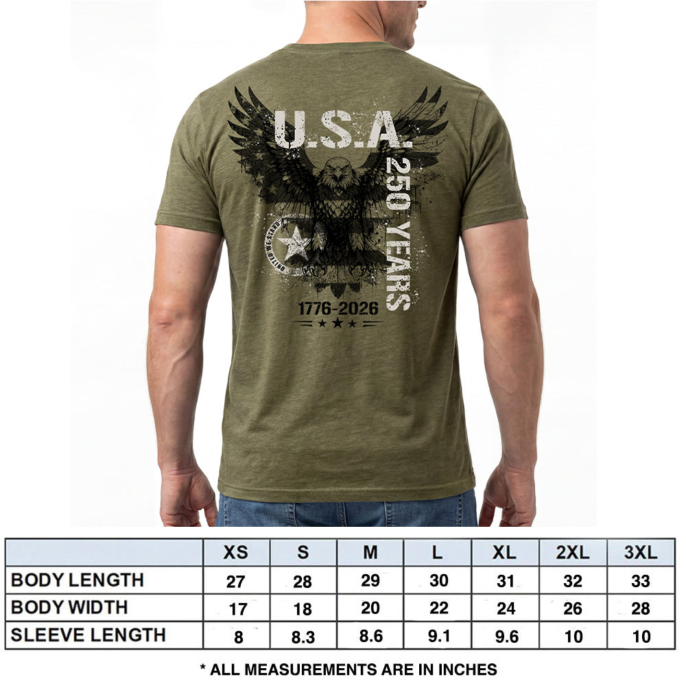 USA 250th Anniversary- USA 250 Years United We Stand Tee Army Green