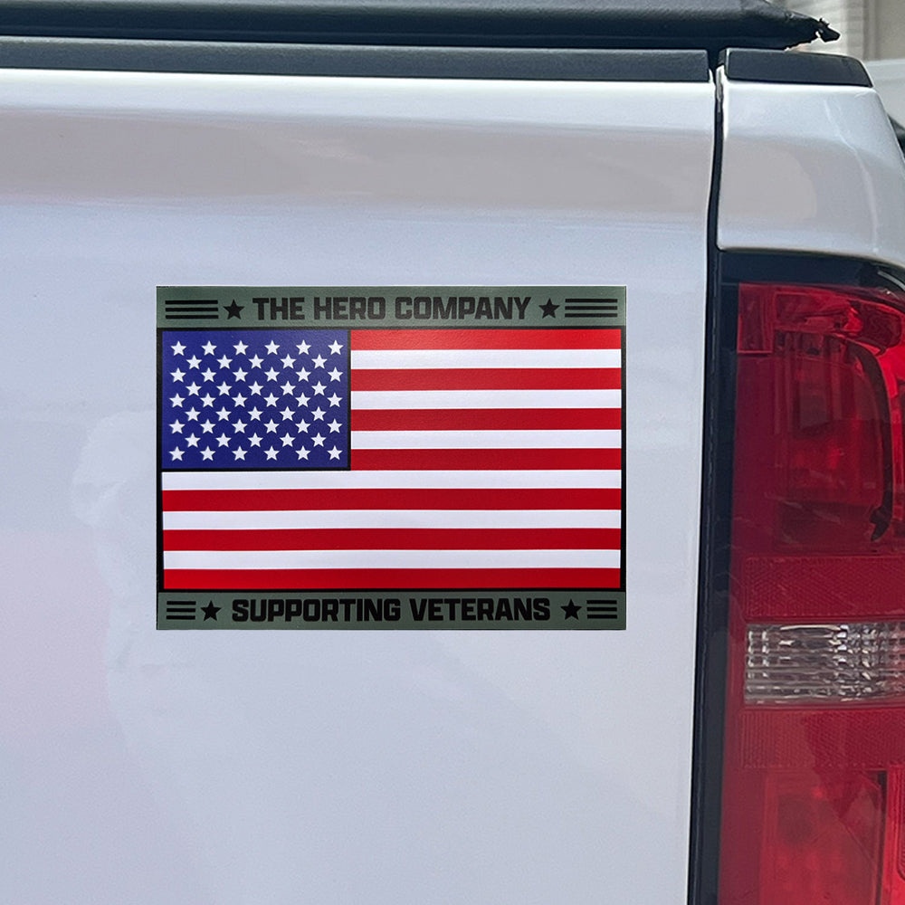American Flag Hero Company Support Veterans Car Magnet