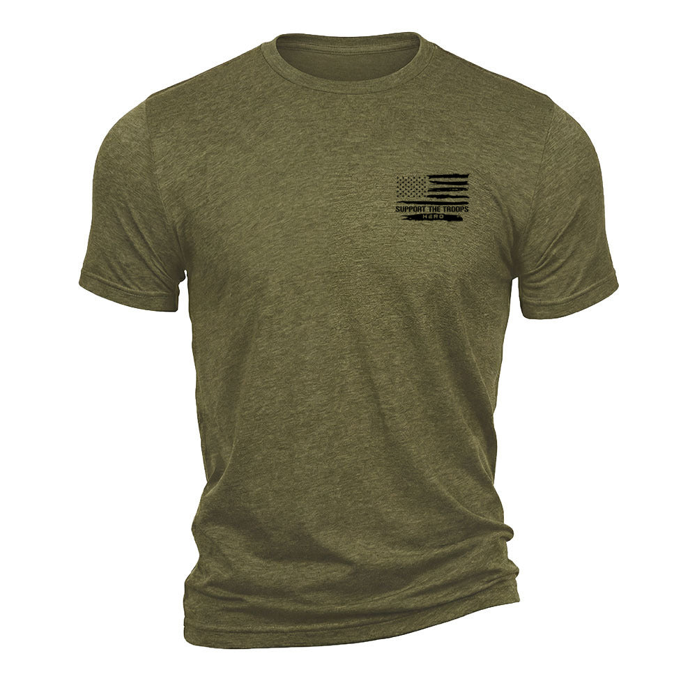 Hero Company Men's USMC Proud Dad Military Green Tee - Helps Pair Veterans With A Service Dog or Shelter Dog
