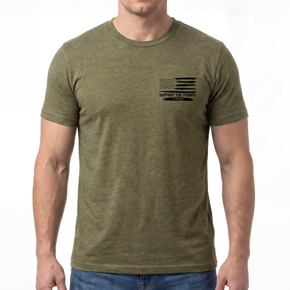 Hero Company Men's USMC Proud Dad Military Green Tee - Helps Pair Veterans With A Service Dog or Shelter Dog