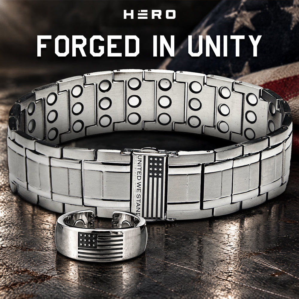United We Stand Magnetic Bracelet and Ring Set