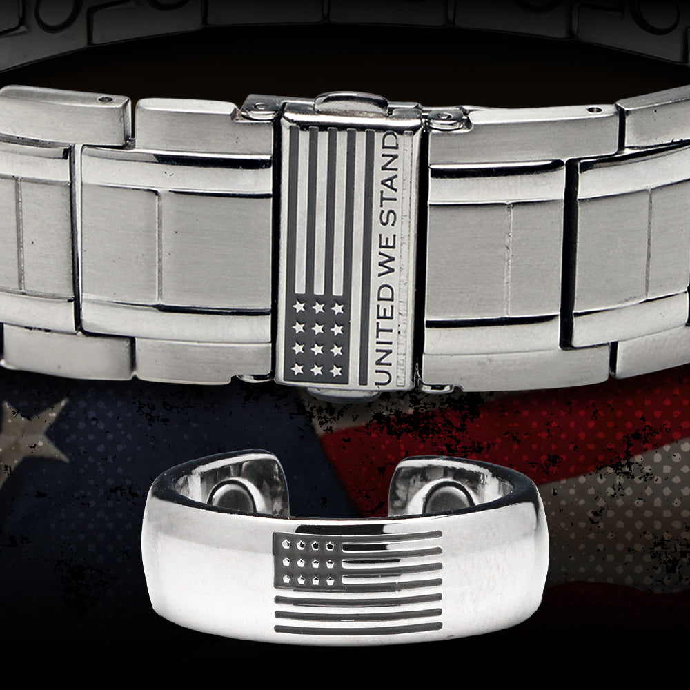 United We Stand Magnetic Bracelet and Ring Set