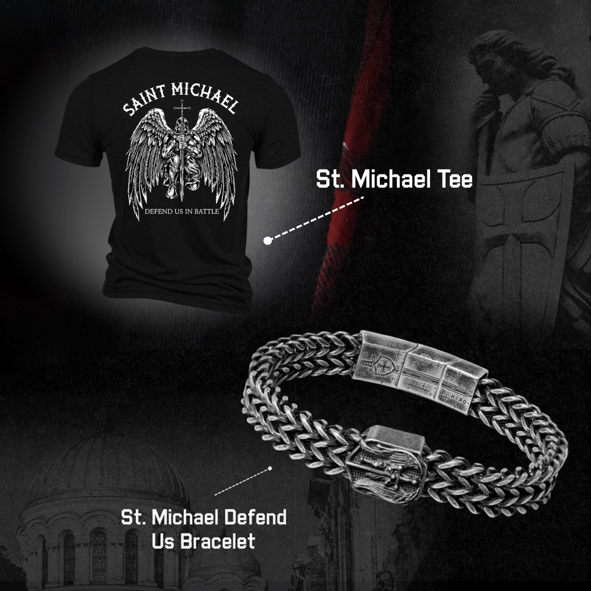 20% OFF Original Price! St. Michaels Bundle-  Men's Saint Michaels Tee and Bracelet: Helps Pair Veterans With A Service Dog or Shelter Dog