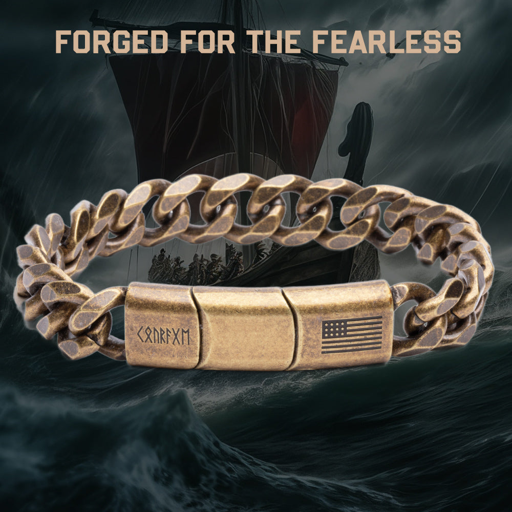 Buy Bracelet, Get Matching Necklace for 50% OFF: Viking Courage Cuban Link Bracelet and Necklace: Helps Pair Veterans With A Service Dog Or Shelter Dog