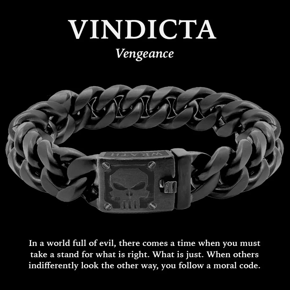 Special Offer: VINDICTA VENGEANCE - Wrath & Justice Cuban Link Black Bracelet : Helps Pair Veterans With A Service Dog or Shelter Dog