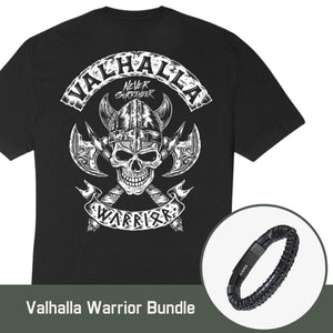 35% OFF WARRIOR Bundle Deal -The Valhalla Warrior T-Shirt and Valhalla Warrior Never Surrender Leather Bracelet