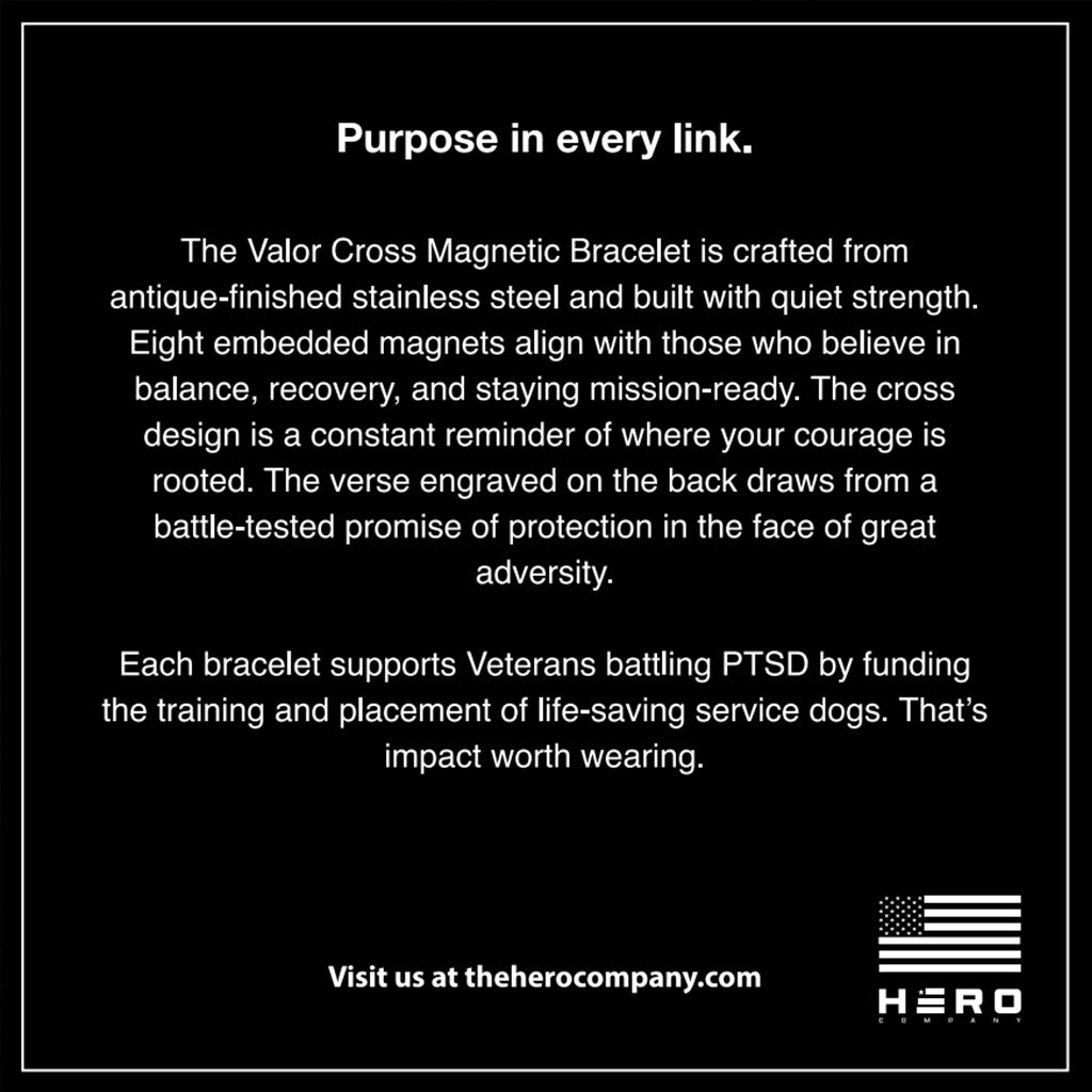 Valor Cross Magnetic Black Bracelet: Helps Pair Veterans With A Service Dog Or Shelter Dog