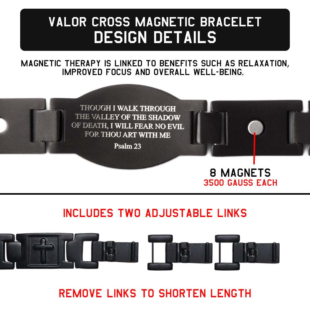 Valor Cross Magnetic Black Bracelet: Helps Pair Veterans With A Service Dog Or Shelter Dog