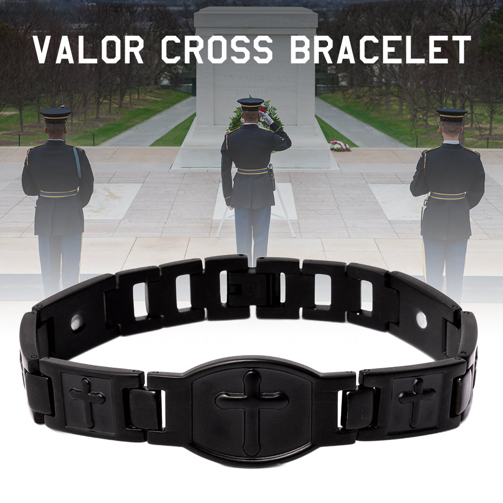 Valor Cross Magnetic Black Bracelet: Helps Pair Veterans With A Service Dog Or Shelter Dog