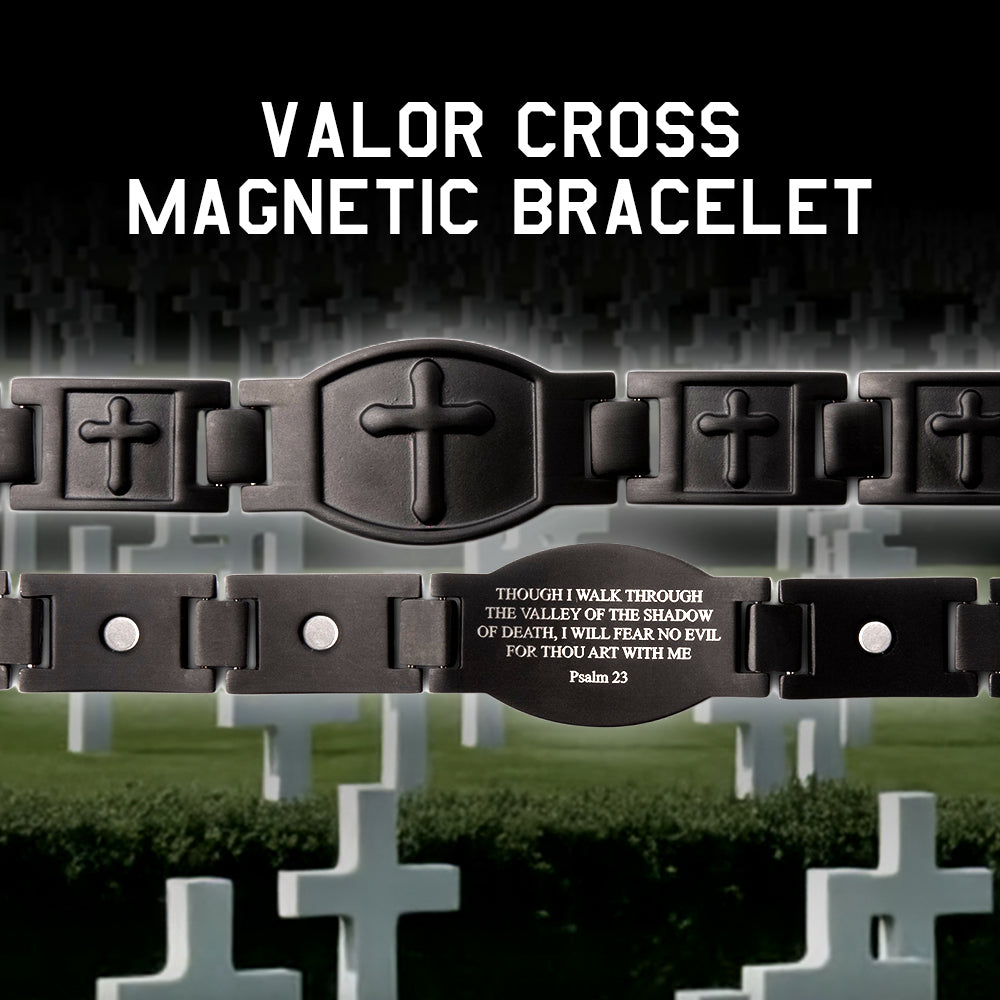 Valor Cross Magnetic Black Bracelet: Helps Pair Veterans With A Service Dog Or Shelter Dog