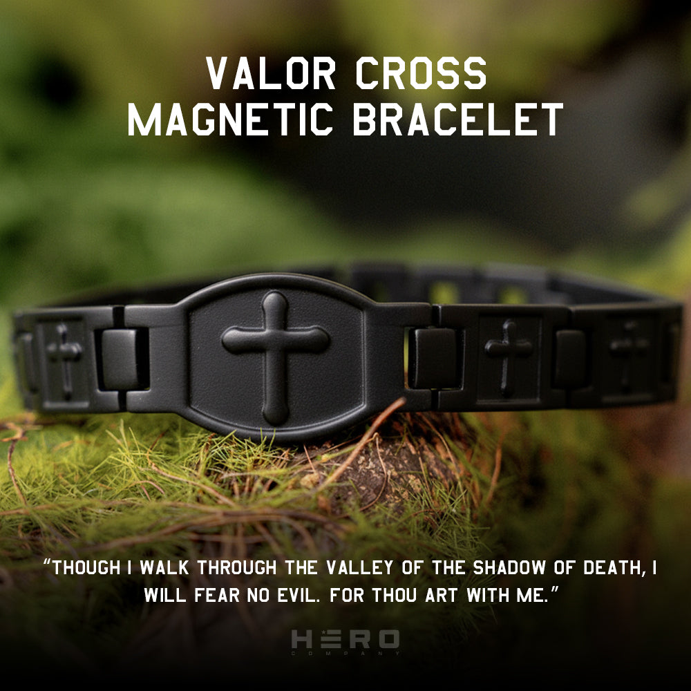 Valor Cross Magnetic Black Bracelet: Helps Pair Veterans With A Service Dog Or Shelter Dog