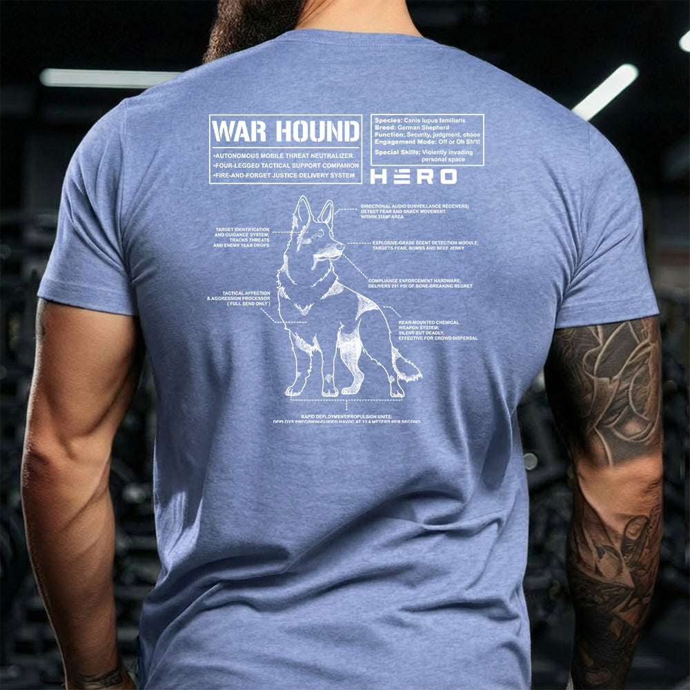 Hero Company Men's War Hound Black Tee - Helps Pair Veterans With A Service Dog or Shelter Dog