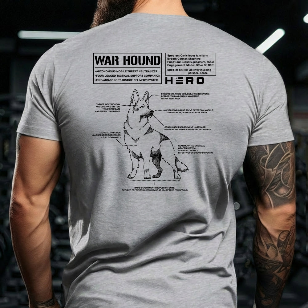 Hero Company Men's War Hound Black Tee - Helps Pair Veterans With A Service Dog or Shelter Dog