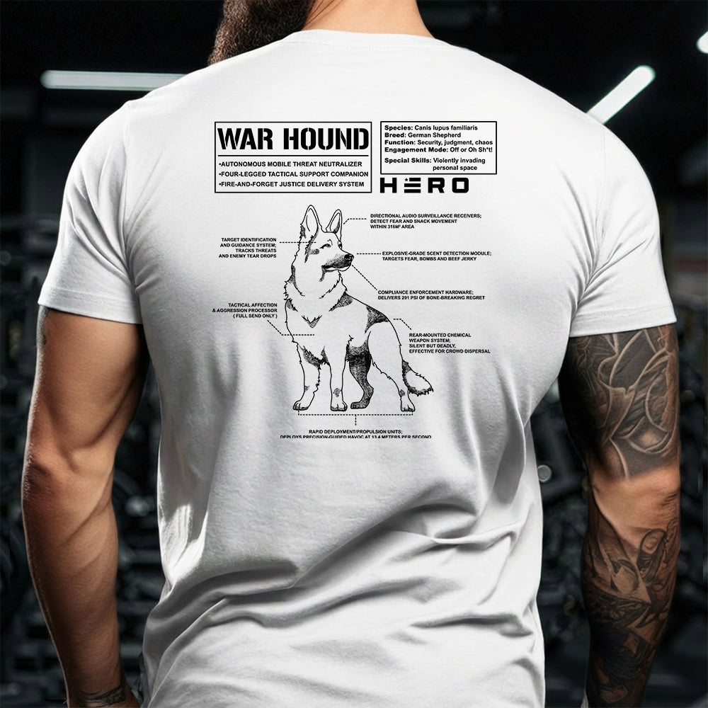 Hero Company Men's War Hound Black Tee - Helps Pair Veterans With A Service Dog or Shelter Dog
